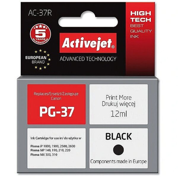 ActiveJet AC-37R Ink cartridge (replacement for Canon PG-37; Premium; 12 ml; black) AC-37R 5901452128265