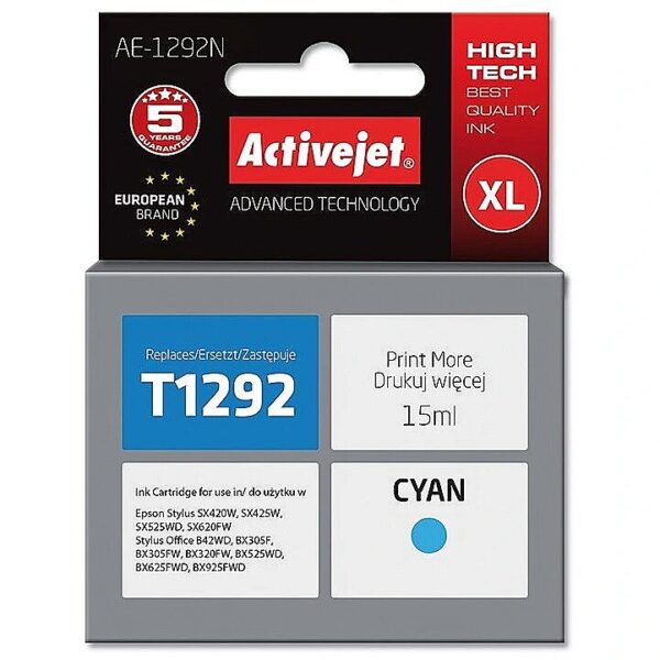 ActiveJet AE-1292N Ink (replacement for Epson T1292; Supreme; 15 ml; cyan) AE-1292N 5901452135676