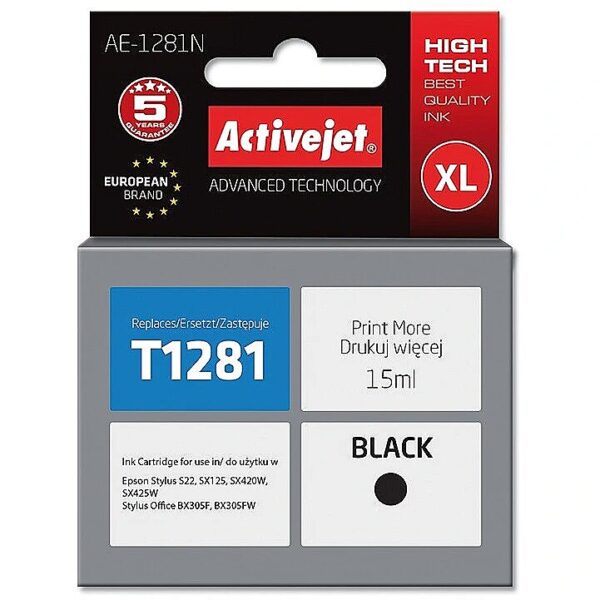 ActiveJet AE-1281N Ink (replacement for Epson T1281; Supreme; 15 ml; black) AE-1281N 5901452142377