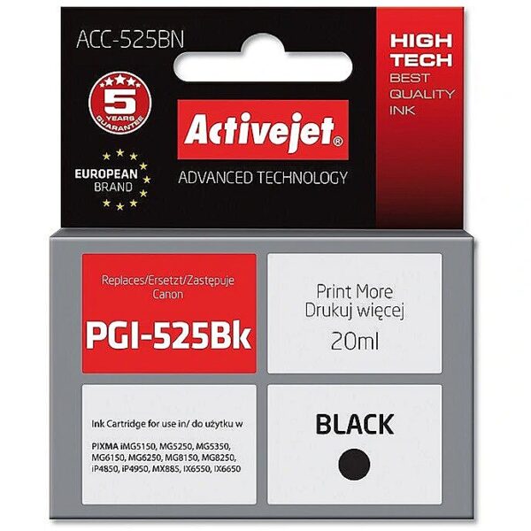 ActiveJet ACC-525BN ink (replacement for Canon PGI-525Bk; Supreme; 20 ml; black) ACC-525BN 5901452155254