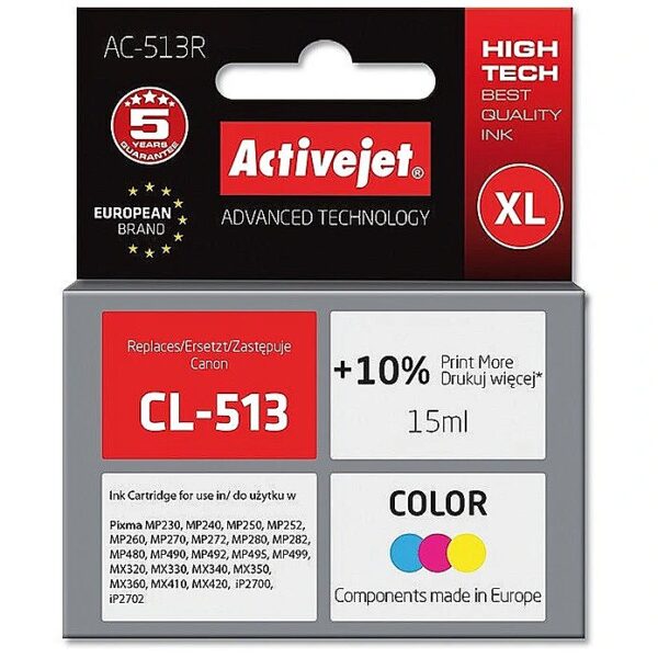 ActiveJet AC-513R Ink cartridge (replacement for Canon CL-513; Premium; 15 ml; color) AC-513R 5901452157944