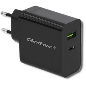 Qoltec 51717 Charger | 45W | 5-20V | 2.25-3A | USB type C PD | USB | Black 51717 5901878517179