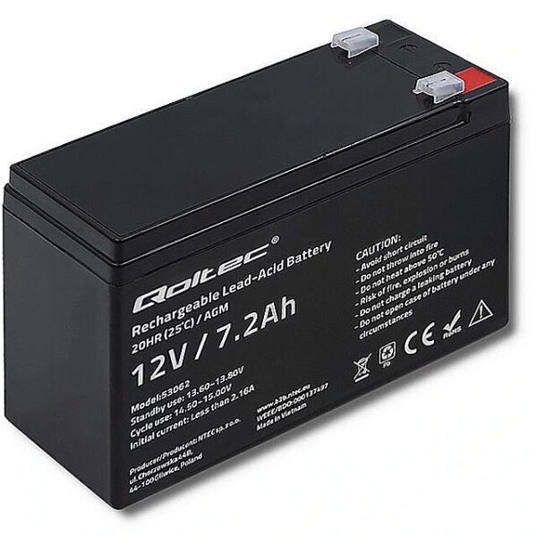 Qoltec AGM battery 12V 7.2Ah