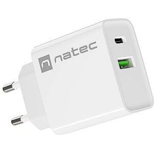 Natec USB Charger Ribera USB-A+USB-C Power Delivery 20W white NUC-2061 5901969443103