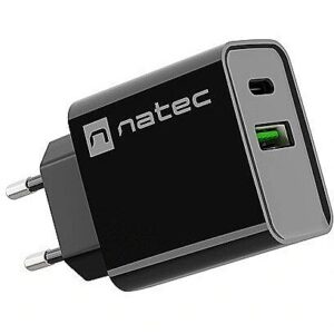 Natec USB Charger Ribera USB-A+USB-C Power Delivery 20W black NUC-2062 5901969443110