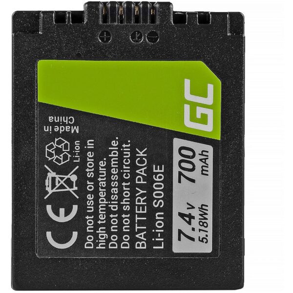 Green Cell Camera Battery CGR-S006E for Panasonic Lumix DMC FZ7 FZ8 FZ8S FZ8K FZ18 FZ28 FZ7K FZ30 FZ38 FZ50 7.4V 700mAh CB58 5902719428326