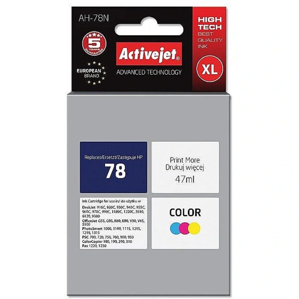 ActiveJet AH-78N Ink Cartridge (Replacement HP 78 C6578D; Supreme; 47 ml; color) AH-78N 5904356281913