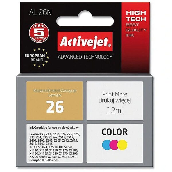 ActiveJet AL-26N ink for Lexmark printer; Lexmark 26 10N0026 replacement; Supreme; 12 ml; color AL-26N 5904356283924