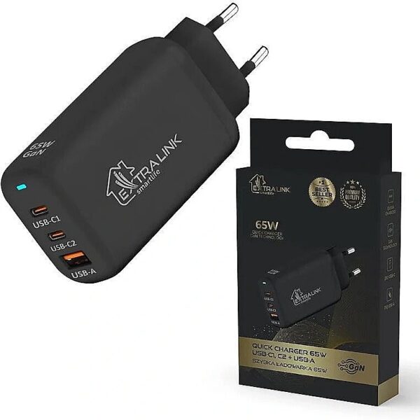 ExtraLink Smart Life Fast Charger 65W GaN | Ładowarka | 2x USB-C