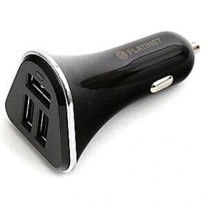 Platinet PLCR3B 12/24V IC Car Charger 3x USB + Micro USB Cable 1m Black PLCR3B 5907595437219