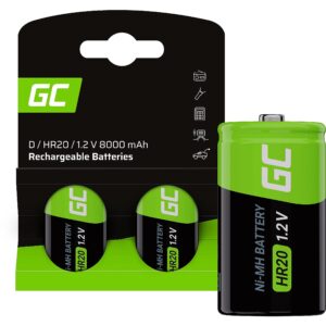 Green Cell Rechargeable Batteries 2x D R20 HR20 Ni-MH 1.2V 8000mAh GR15 5907813963032