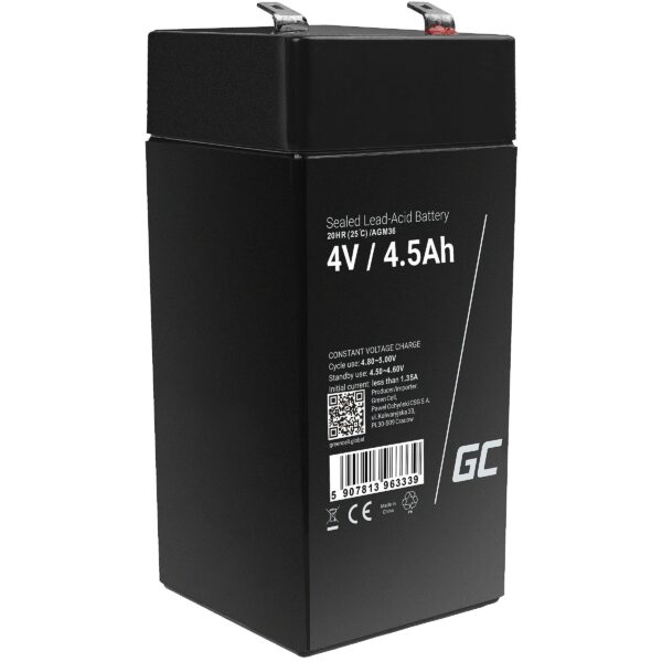 Green Cell AGM VRLA 4V 4.5Ah maintenance-free battery for the alarm system