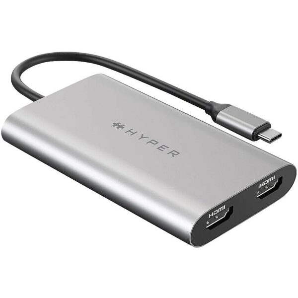 Hyper | HyperDrive Universal USB-C To Dual HDMI Adapter with 100W PD Power Pass-Thru | USB-C to HDMI | Adapter HDM1-GL 6941921147815