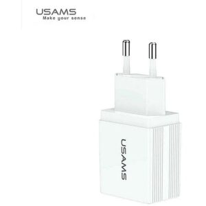 USAMS US-CC090 Smart Dual USB Socket 2.1A USB Travel Adaptive Charger White CC90TC01 6958444982588