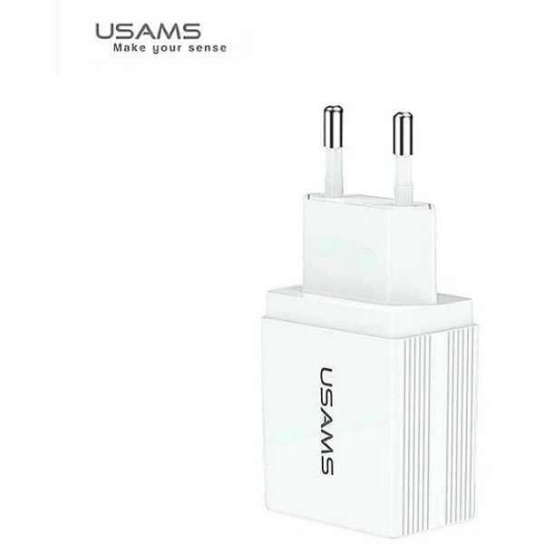 USAMS US-CC090 Smart Dual USB Socket 2.1A USB Travel Adaptive Charger White CC90TC01 6958444982588