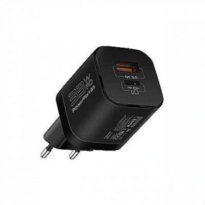 Promate PowerPort-33 GaNFast Charger adapter 33W / USB-C PD / USB-A AISPOWERPORT33EUBK 6959144058306