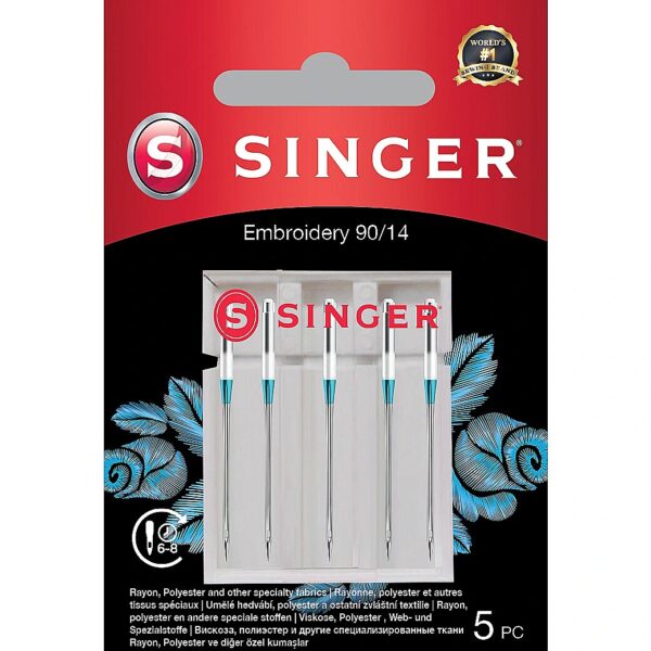 Singer Embroidery Needle 90/14 5PK 250052803 7393033107369