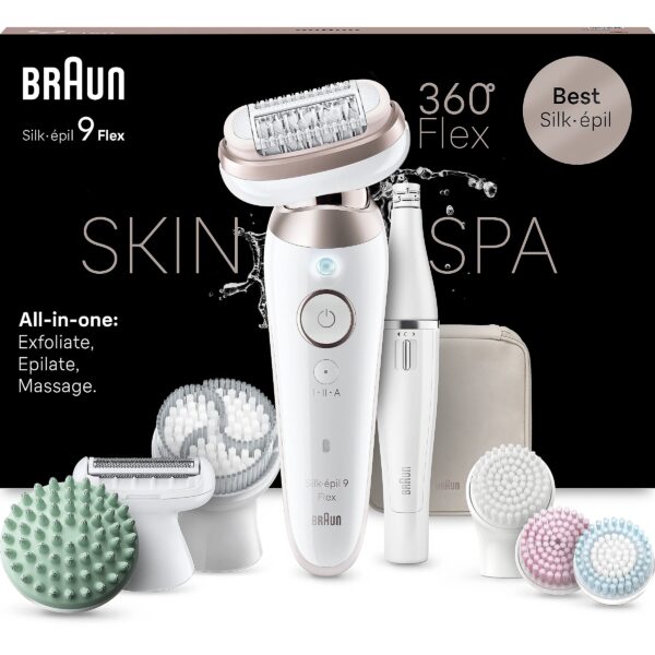 Braun SES9-580 3D Braun Silk•épil 9 Flex SkinSpa Epilators + FaceSpa epilators sejas apmatojumam un birstītes uzgalis SES9-580_3D 7500435225250