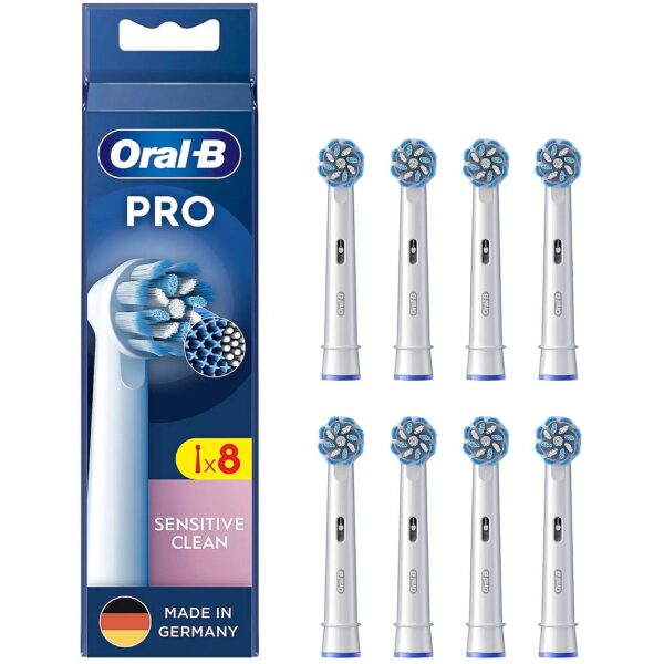 Oral-B Pro Sensitive Clean Replaceable Toothbrush Heads | Heads | For adults | Number of brush heads included 8 | White Sensitive Clean brushes 8 8006540860649