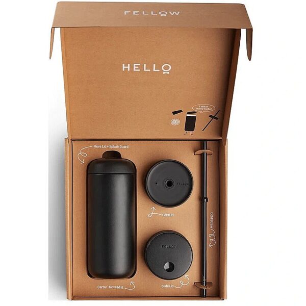 Fellow Carter thermal mug set + 3 caps matte black 473 ml CBOX-MB 840228804857