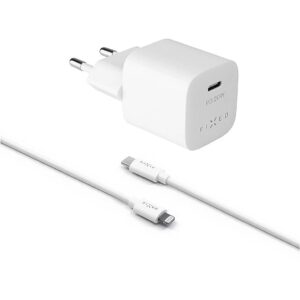 Fixed Mini USB-C Travel Charger USB-C/Lightning Cable Fast charging