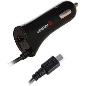 Swissten Premium Car charger USB + 2.4A and Micro USB Cable 60 cm Black SW-CCH-DU2.4A-B 8595217440579