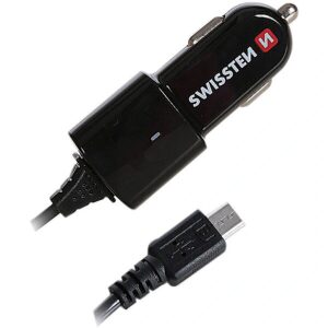 Swissten Premium Car charger 12 / 24V / 1A whit Micro USB Cable Black SW-CCH-1A-B 8595217440586