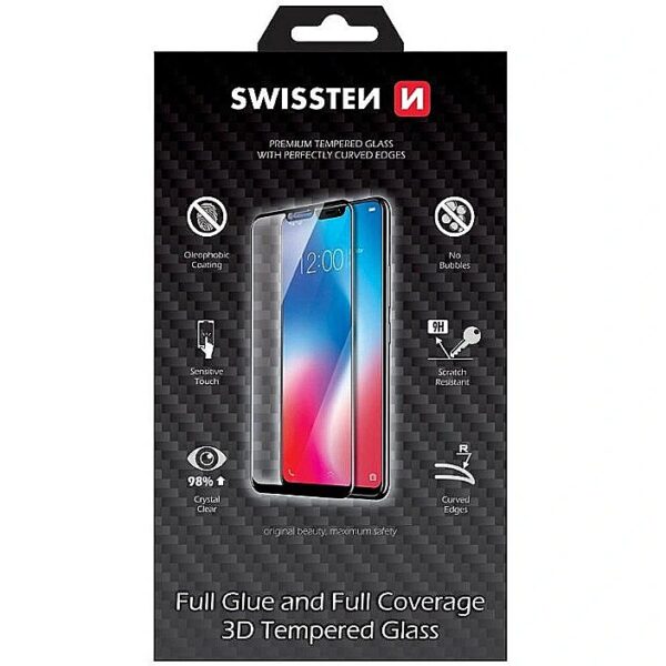 Swissten Ultra Durable 3D Japanese Tempered Glass Premium 9H Screen Protector Samsung G955 Galaxy S8 Plus Black SW-JAP-T-3D-SA-G955-BK 8595217456044