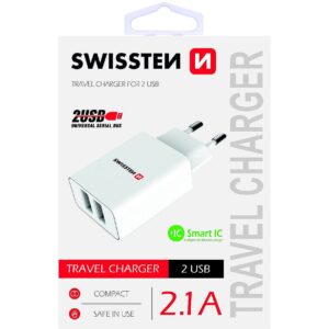 Swissten Premium Travel Charger USB 2.1А / 10.5W White SW-21A105W-WH 8595217464377