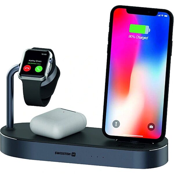 Swissten Swistten 4in1 MFI Wireless Docking Station 45W for Apple iPhone / iPod / Apple Watch 22055600 8595217471122