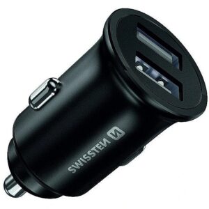 Swissten Metal Premium Car charger 2 x USB / 4.8A Black 20115000 8595217474130