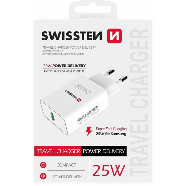 Swissten Premium 25W Travel Charger USB-C PD 3.0 White SW-USBCPD25W-W 8595217475939