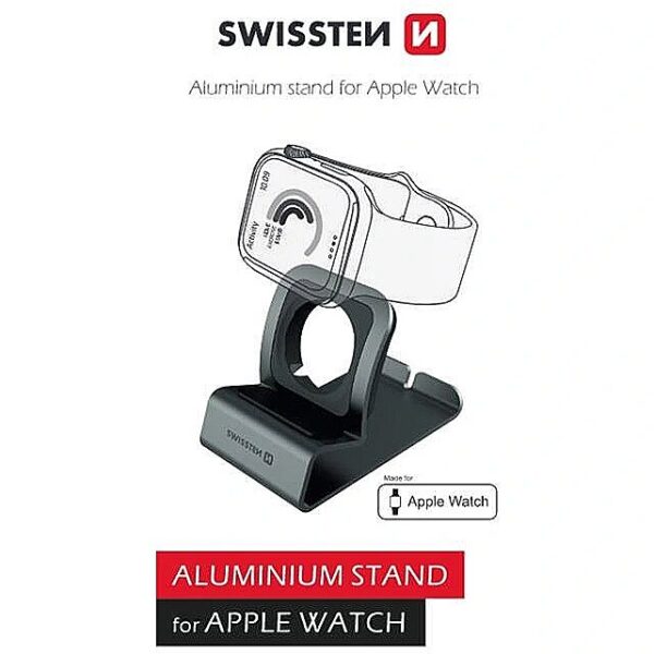 Swissten Aluminum Stand for Apple Watch Grey 25005200 8595217476899