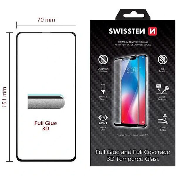 Swissten Ultra Durable Full Face Tempered Glass Apple iPhone 14 Pro Black 64701910 8595217480278