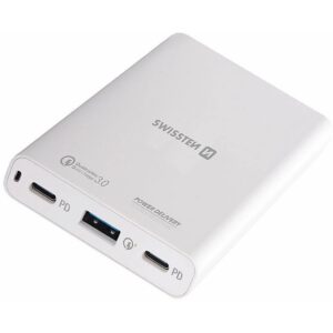 Swissten Travel Charger Notebooks and MacBook / 60W / PD3.0 / QC3.0 / PPS / White SW-TCH-60W-PD30-QC30-W 8595217496552