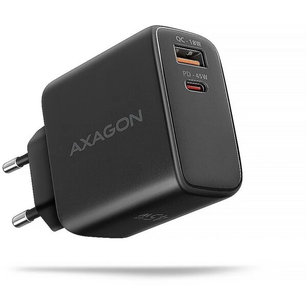 Axagon ACU-PQ45 PD&QC 2-port wall charger 45W black ACU-PQ45 8595247907905