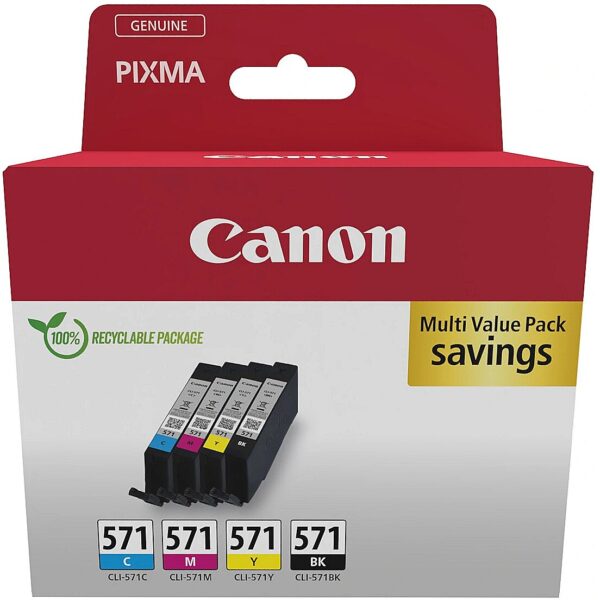 Canon CLI-571 Ink Cartridge C/M/Y/BK MULTI BL SEC 0386C009 8714574679198