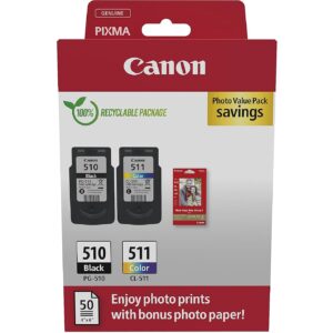 Canon PG-510/CL-511 Ink Cartridge + Photo Paper Value Pack 2970B017 8714574679648