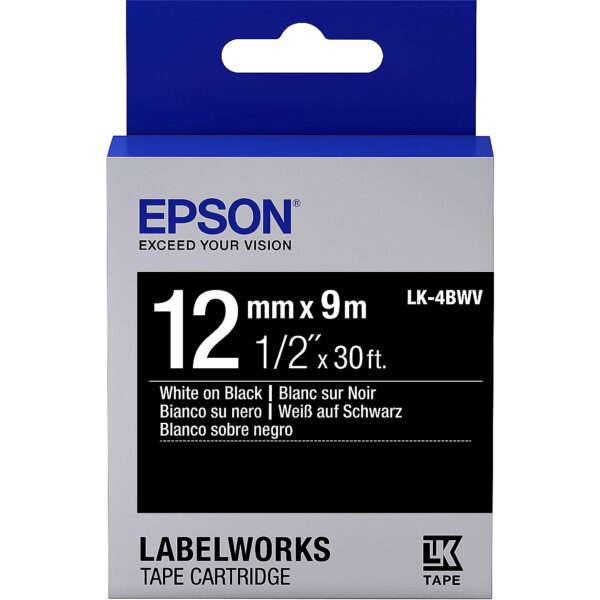 Epson TAPE LK-4BWV VIVID WHITE/BLACK WHITE/BLACK TAPE 12MM (9M) C53S654009 8715946611242