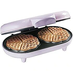 Bestron double heart waffle maker pink 1000W ADWM1000P 8712184056705