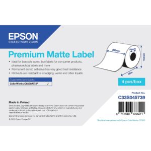 Epson PREMIUM MATTE LABEL CONTINUOUS ROLL 203MMX60M C33S045739 8715946688411