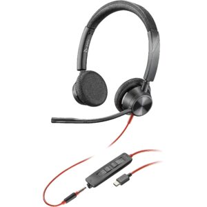 Hewlett Packard HP Poly Blackwire 3325 Stereo USB-C Headset +3.5mm Plug +USB-C/A Adapter 8X221AA 0197498429144