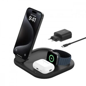 Belkin WIRELESS BOOSTCHARGE QI2 MAGNETIC 3-IN-1 CHARGING STATION WIZ029VFBK 0745883890019