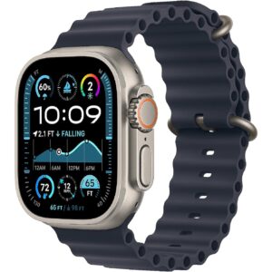 Apple Watch Ultra 2 GPS + Cellular 49mm Natural Titanium Case with Navy Ocean Band MX4D3EL/A 195949580468