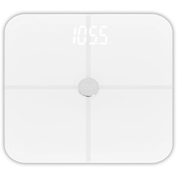 Adler Smart Bathroom Scale | AD 8187 | Maximum weight (capacity) 180 kg | Accuracy 100 g | Body Mass Index (BMI) measuring | White AD 8187 White 5905575903846