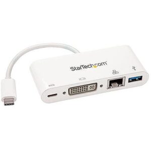 Startech USB-C ADAPTER MULTIPORT DVI DVI-I RJ45 USB-A DKT30CDVPD 0065030870702