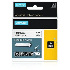 DYMO RHINO TAPE NYLON 19MM/3.5M BLACK ON WHITE                   IN 18489 0071701184894