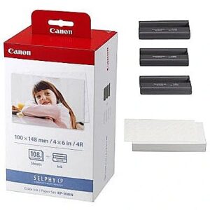 Canon KP-108IN Colour Ink Cartridge with 108 Sheets postcard size (100 x 148mm) paper (for CP-100/200/220/300/330/400/500/510/600/710-770) NEW 3115B001 013803098891