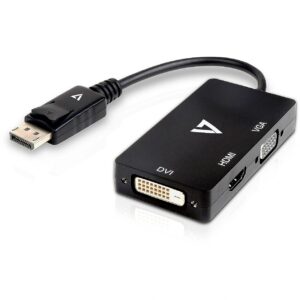 V7 DISPLAYPORT TO VGA / DVI / HDMI ADAPTER 10CM BLACK M/F . V7DP-VGADVIHDMI-1E 0662919095302