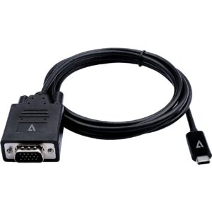 V7 BLACK USB-C TO VGA VIDEO CABLE USB-C MALE TO VGA MALE 2M 6.6FT V7UCVGA-2M 0662919115512